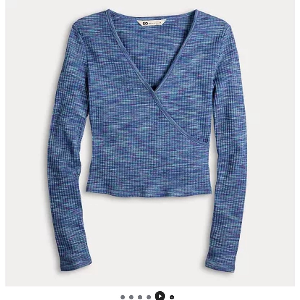 🎆🎇3for$9 Juniors' SO® Long Sleeve Wrap Top- Blue- XL - Picture 1 of 3
